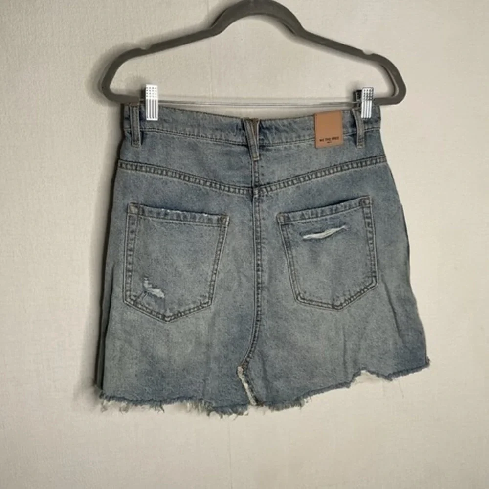 Free People Blue Distressed‎ Button Fly Cutoff  Mini Jeans Skirt Women 29 China